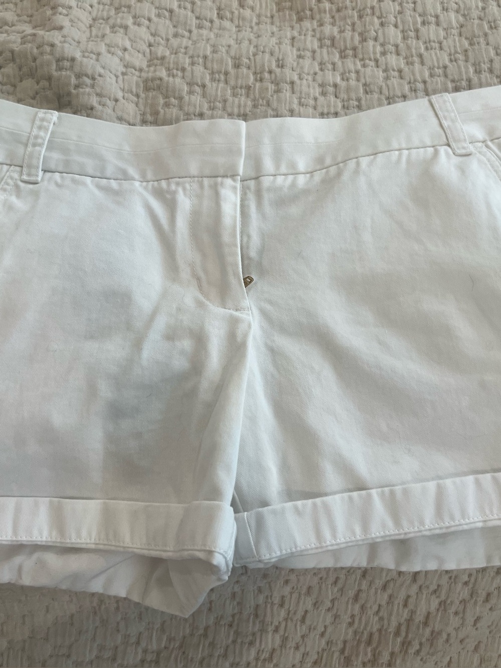 J. Crew White Cuffed Cotton Bermuda Shorts